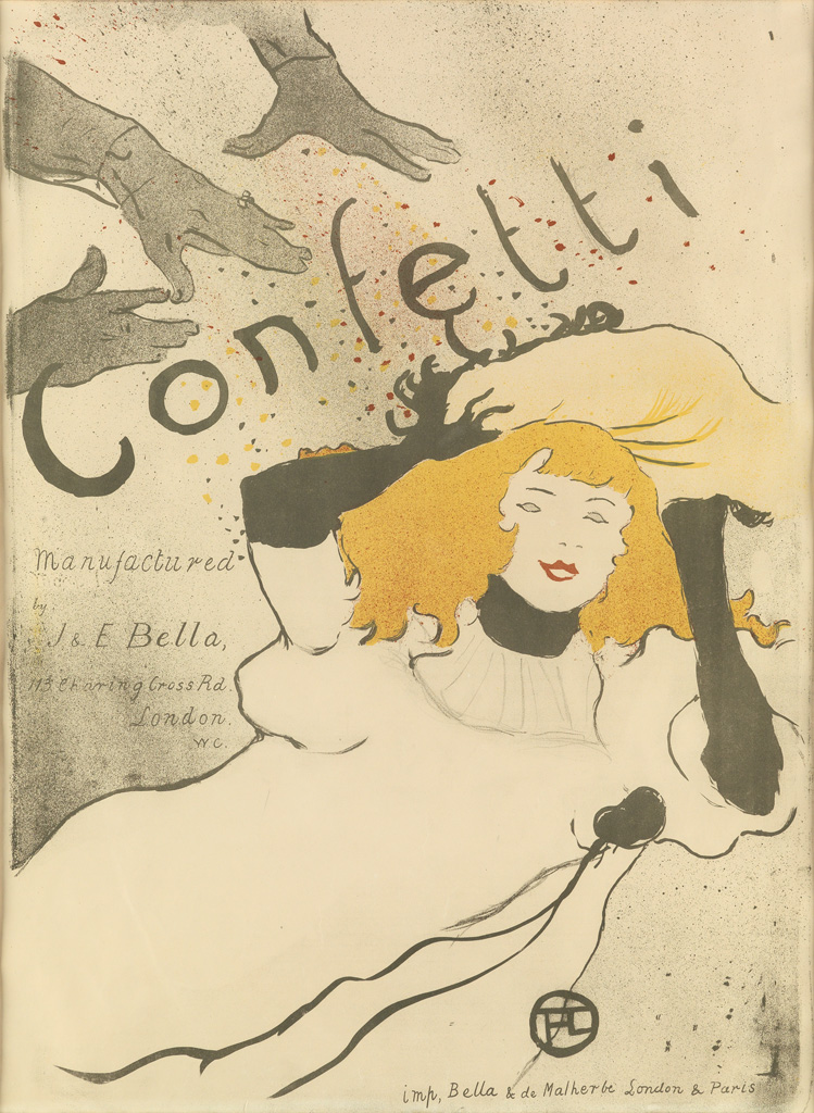 HENRI DE TOULOUSE-LAUTREC (1864-1901). CONFETTI. 1894. 21x16 inches, 54x42 cm. Bella & de Malherbe, London.